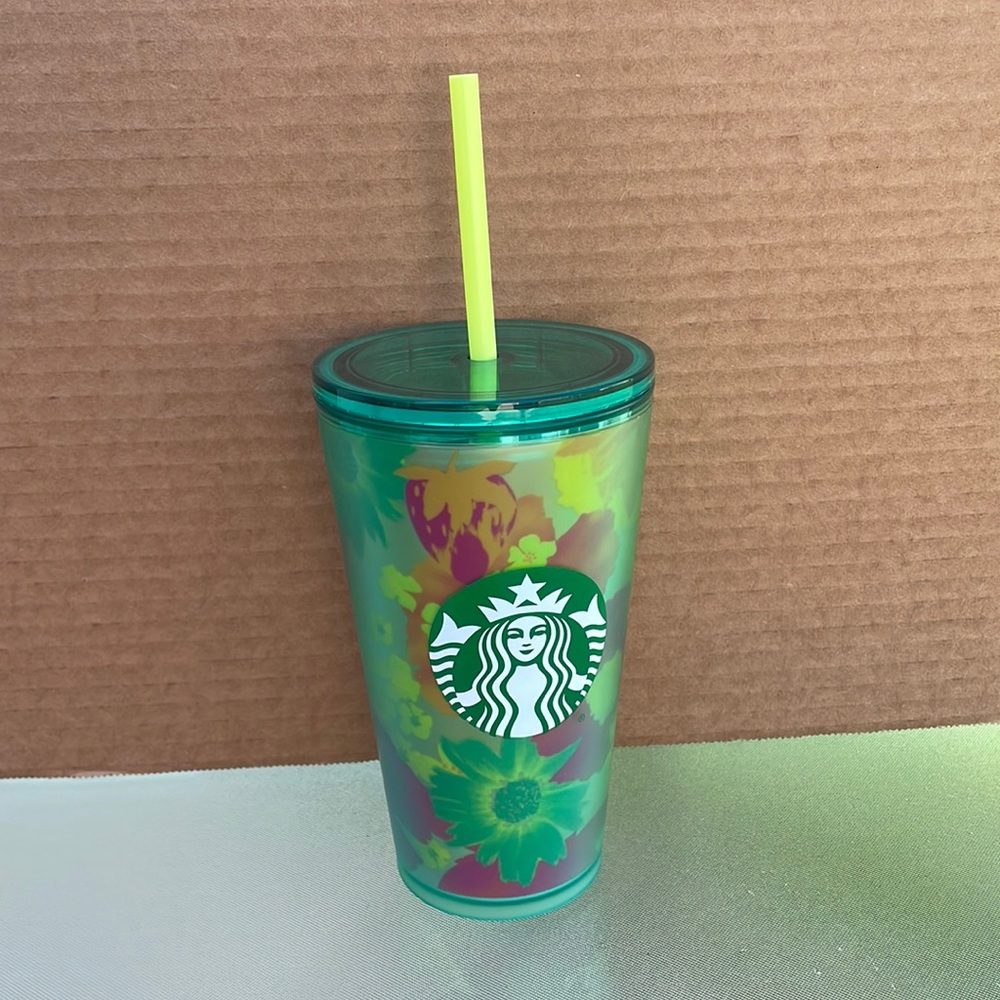 New Starbucks 2022 Soft Touch Green Floral Tumbler